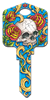 AI1 - Skull & Roses Achilles Ink, Skull and Roses, painted, licensed house key blanks,key,keys,licensed,house key,house keys,art,official