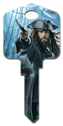 D27 - Captn Jack Sparrow Disney,pirates,of,the,caribbean,jack sparrow,jack,disney,key,house key,art,howard,howardkeys,sc1,kw,wr, Pirates of the Caribbean, Captn Jack Sparrow licensed painted house key blank