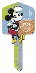 D62-Mickey Mouse 1928 disney,mickey,vintage,key,classic,gift,house key,keys,animated,art,sc1,wr,kw, mickey mouse 1928, licensed, painted, house key, key blank