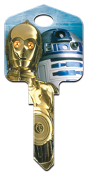 SW6 - C-3PO & R2-D2 Star Wars,c3p0,c3po,r2d2,r2,d2,droid,key,keys,house keys,house key,license,licensed,art,jedi,star,wars, C-3PO and R2-D2, house key blank, licensed, painted