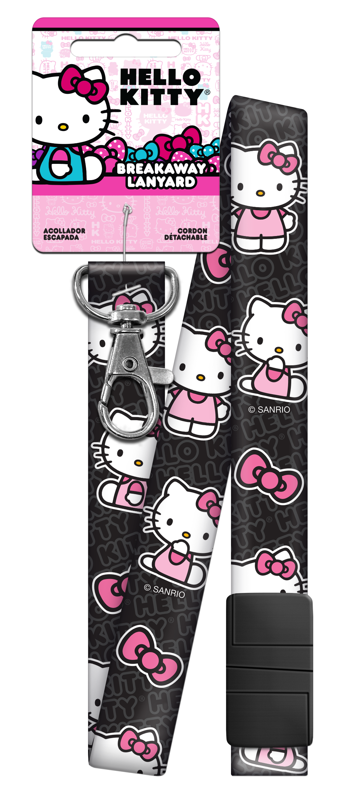SRL3 Hello Kitty Black and Pink Breakaway Lanyard 