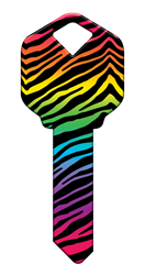HK43 - Rainbow Zebra happy, key, rainbow, zebra, print, animal, wild, fashion, pattern, zoo, house, keys, kw, sc1, wr5