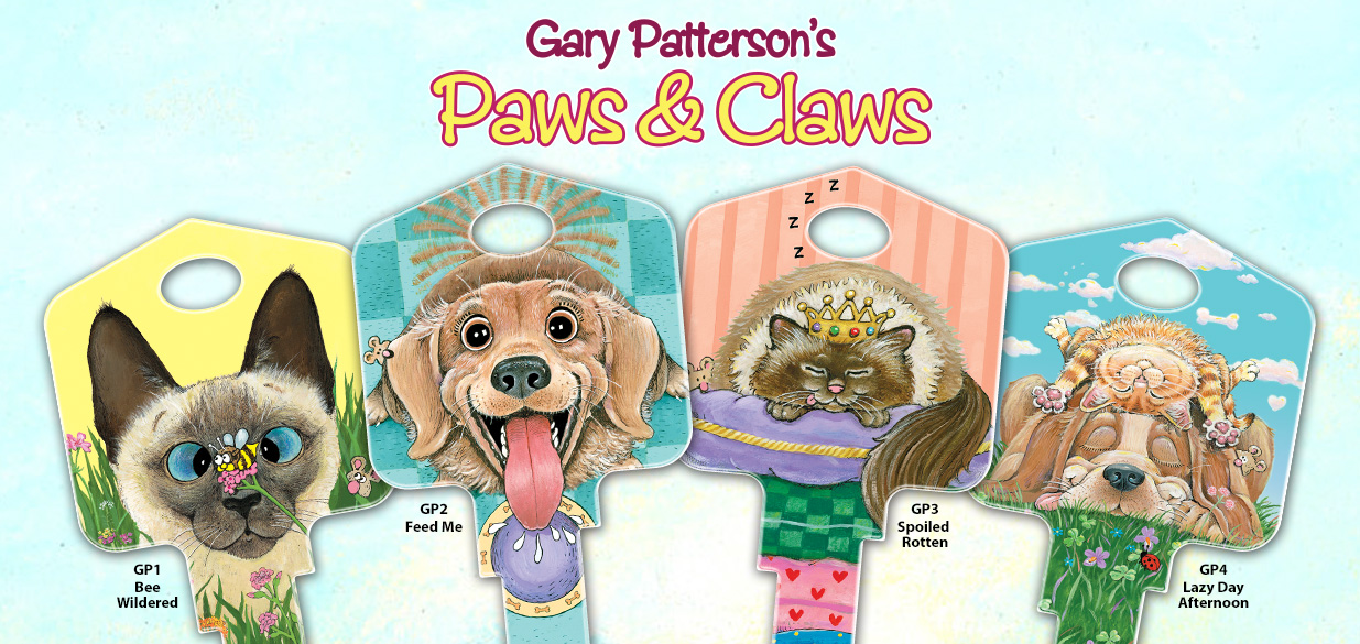 Shop our licensed Gary Patterson Paws & Claws house keys!
