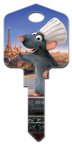 D126 - Ratatouille  Disney, Pixar, Ratatouille, Emile, licensed, house, key, kw, kw1, kw10, kwikset, sc1, schlage, wr, wr3, wr5, weiser