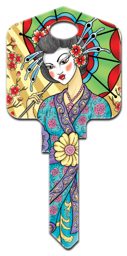 AI2 - Geisha  Achilles Ink, Geisha, painted, licensed, house key blanks,key,keys,art,custom, geisha,licensed,license,kw,wr,sc1