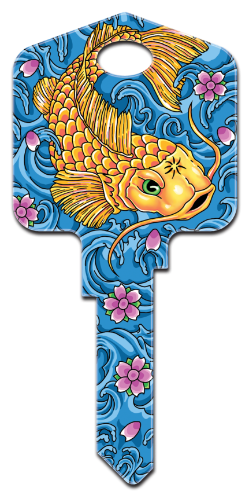 AI3 - Koi Fish  Achilles Ink, Koi Fish, painted, house key blanks, licensed, painted house key,key,keys,licensed,art,