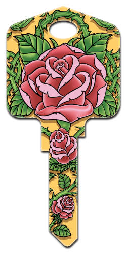 AI5 - Roses  Achilles Ink, Roses, painted, house key blanks, licensed,art,licensed,custom keys,key,keys,house key,house keys,