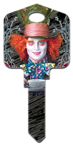 D58 - The Mad Hatter  Disney, Alice in Wonderland, The Mad Hatter, house key blank, licensed, painted