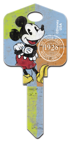 D62-Mickey Mouse 1928  disney,mickey,vintage,key,classic,gift,house key,keys,animated,art,sc1,wr,kw, mickey mouse 1928, licensed, painted, house key, key blank