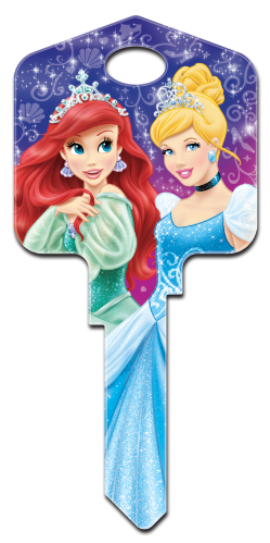 D72 - Disney Princesses  Disney,princess,art,animated,key,house keys, house key,kw,wr,sc1,Princess Ariel, Ariel, Cinderella, Disney Princess, Princess Belle, Princess Aurora, Beauty and the Beast, Sleeping Beauty, licensed, painted, house key blank