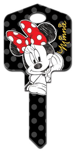 D83 - Minnie Mouse  Disney,minnie,mouse,classic,animated,key,keys,house keys,kw,sc1,wr,license,licensed, Minnie Mouse, house key blank, licensed, painted, house key blank
