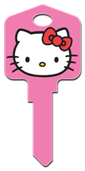 SR1 - Hello Kitty Pink hello,kitty,pink,key,keys,house keys,wr,sc1,kw,license,licensed,official,Hello Kitty, house key, licensed, painted, key blanks, pink hello kitty