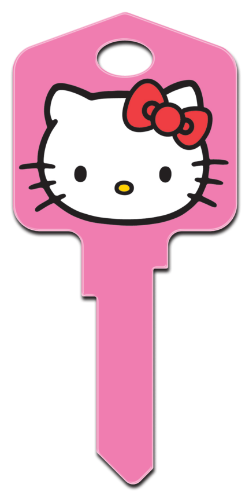 SR1 - Hello Kitty<sup>&reg;</sup> Pink  hello,kitty,pink,key,keys,house keys,wr,sc1,kw,license,licensed,official,Hello Kitty, house key, licensed, painted, key blanks, pink hello kitty
