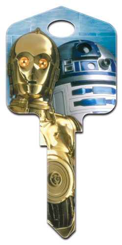 SW6 - C-3PO & R2-D2  Star Wars,c3p0,c3po,r2d2,r2,d2,droid,key,keys,house keys,house key,license,licensed,art,jedi,star,wars, C-3PO and R2-D2, house key blank, licensed, painted