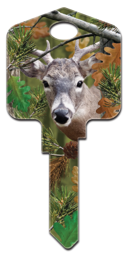 DPW3 - Buck  Deep Woods, Buck, house key, forest, licensed, painted, key blank