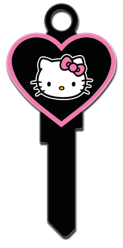 SR12 - Hello Kitty<sup>&reg;</sup> Heart Shape  SR12, Hello Kitty, Sanrio, heart, shape, Licensed, Painted, House Key, Blank, kwikset, kw, , kw1, kw10, Schlage, sc1, weiser, wr, wr3, wr5