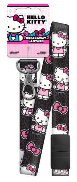 SRL3 - Hello Kitty<sup>&reg;</sup> Black/Pink  Hello Kitty,hello,kitty,art,lanyard,key,keys,organize,license,official, licensed,kw,wr,sc1,Black and Pink, lanyards