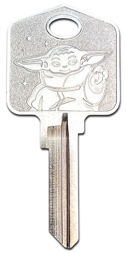 SW23 - Coined Grogu  Star Wars, The Mandalorian, The Child, Baby Yoda, Grogu, house key, key, novelty key, coined key, stamped key, KW, Kwikset, SC1, Schlage