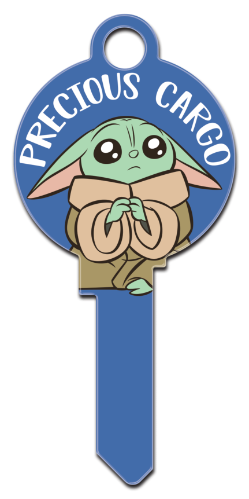 SW24 - Grogu Round Shape  Star Wars, The Mandalorian, The Child, Baby Yoda, Grogu, house key, key, novelty key, coined key, stamped key, KW, Kwikset, SC1, Schlage