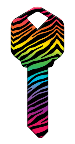 HK43 - Rainbow Zebra  happy, key, rainbow, zebra, print, animal, wild, fashion, pattern, zoo, house, keys, kw, sc1, wr5